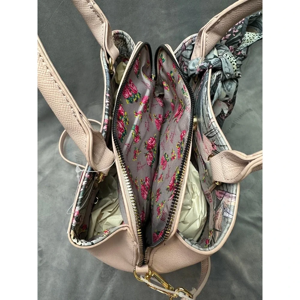 Betsey Johnson Satchel XOGIGI Pink Multi‎ Scarf Handbag NWT Crossbody Purse